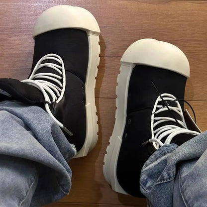 Men Casual Sport Boots New Thick Heeled Height Increasing Sneakers Breathable Outdoor Shoes Women Ugly Cute Big Head Boots