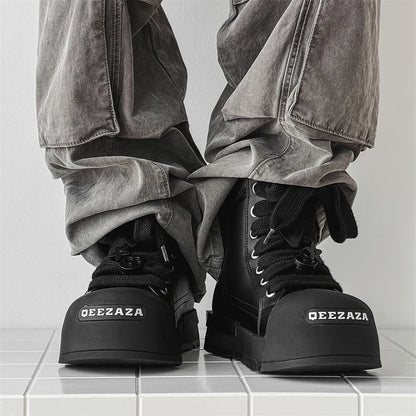 Black and white couple high top shoes Trendy quality design style Leisure Outdoor Fashion Party Daily thick soled youth shoes