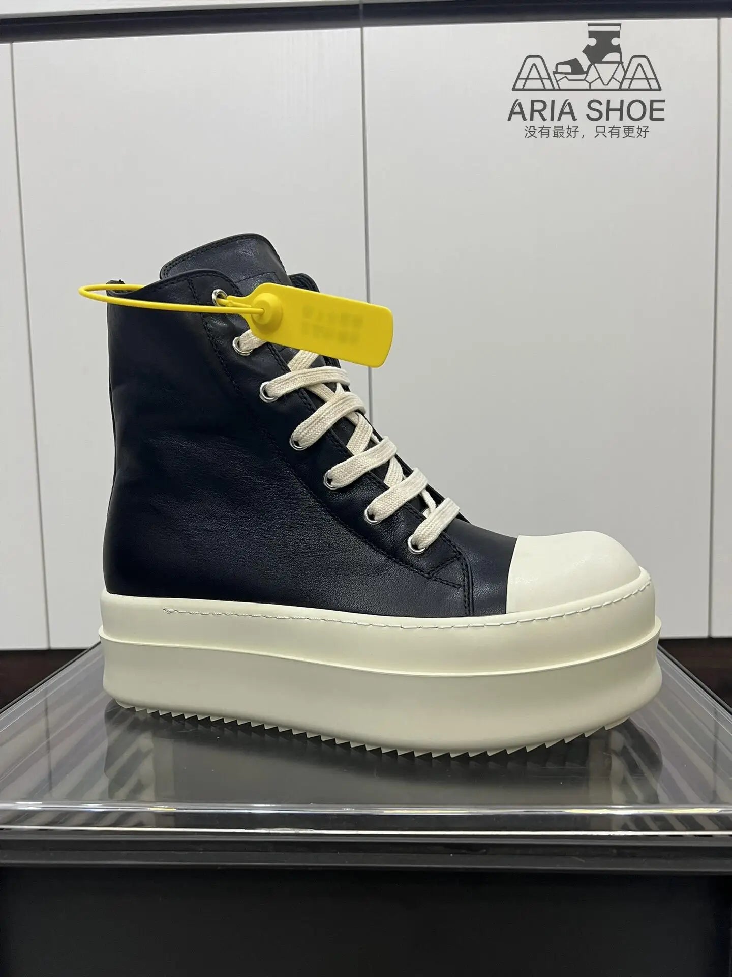 Brand Luxury Casual Platform Shoe Men O-Wen Casual Shoe Women Beige White Thick Soled 6 Cm Black Genuine Leather Ankle Boots
