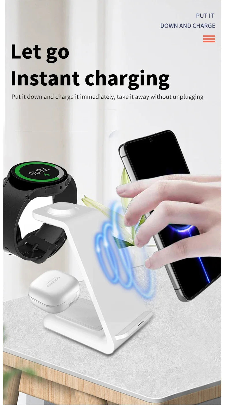 3 in 1 Travel Wireless Charger For Samsung Galaxy S23 S22 Watch 6 pro/5/4/3 Active 1 2 Buds 2 Pro Plus Fast Charging Station