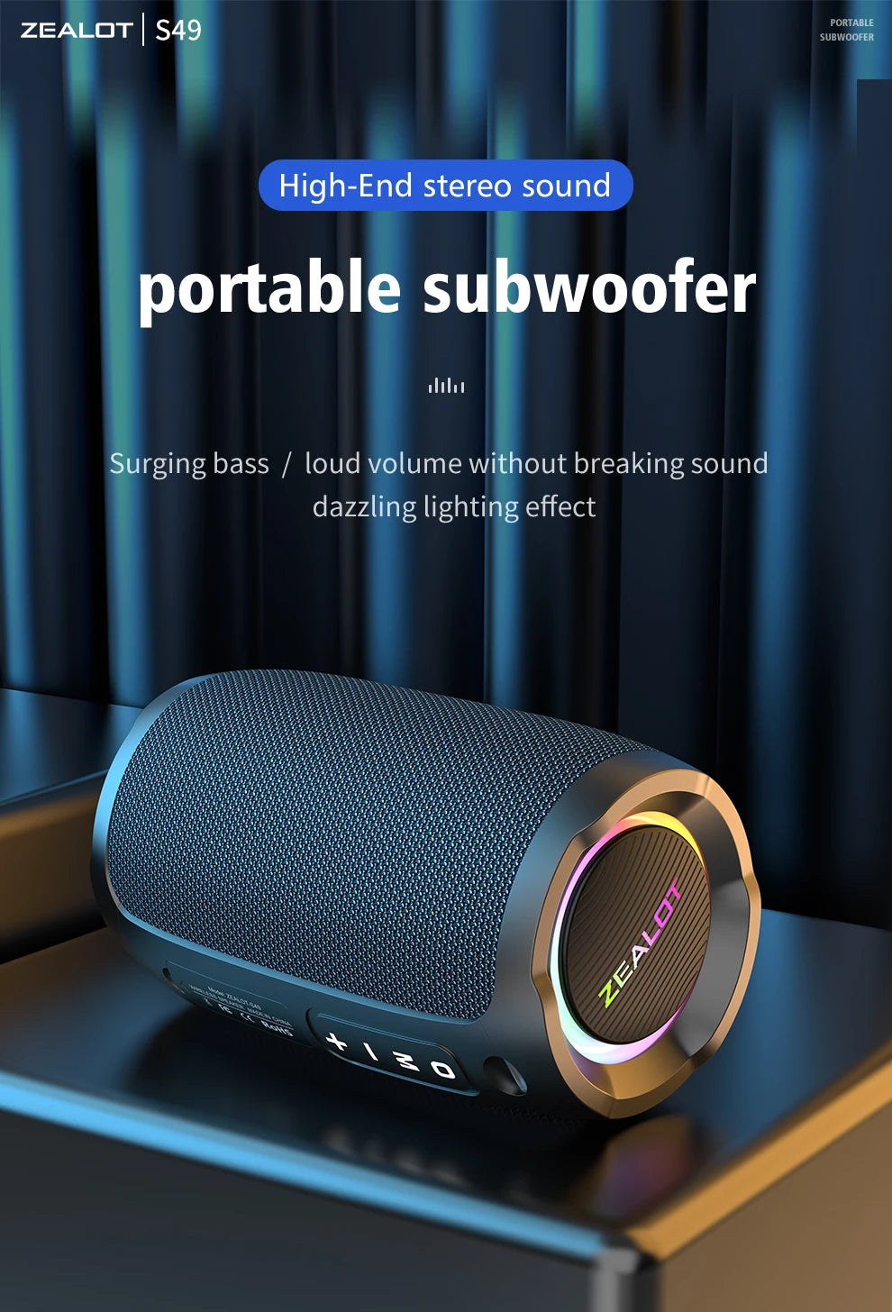 Portable bluetooth speaker Stereo Sound IPX7 waterproof wireless bluetooth 5.2 Excellent Bass Performace
