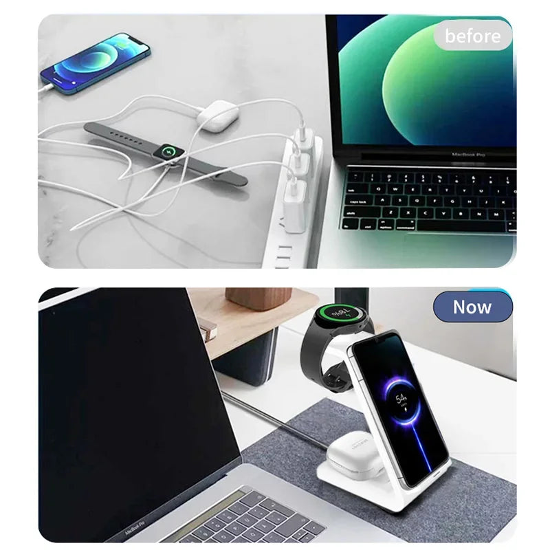 3 in 1 Travel Wireless Charger For Samsung Galaxy S23 S22 Watch 6 pro/5/4/3 Active 1 2 Buds 2 Pro Plus Fast Charging Station