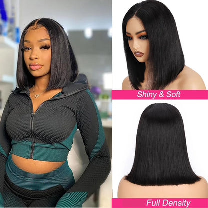Human Hair Bob Straight Pre Cut Lace Front Wigs Human Hair Upgraded No Glue Lace Front Wigs For Women