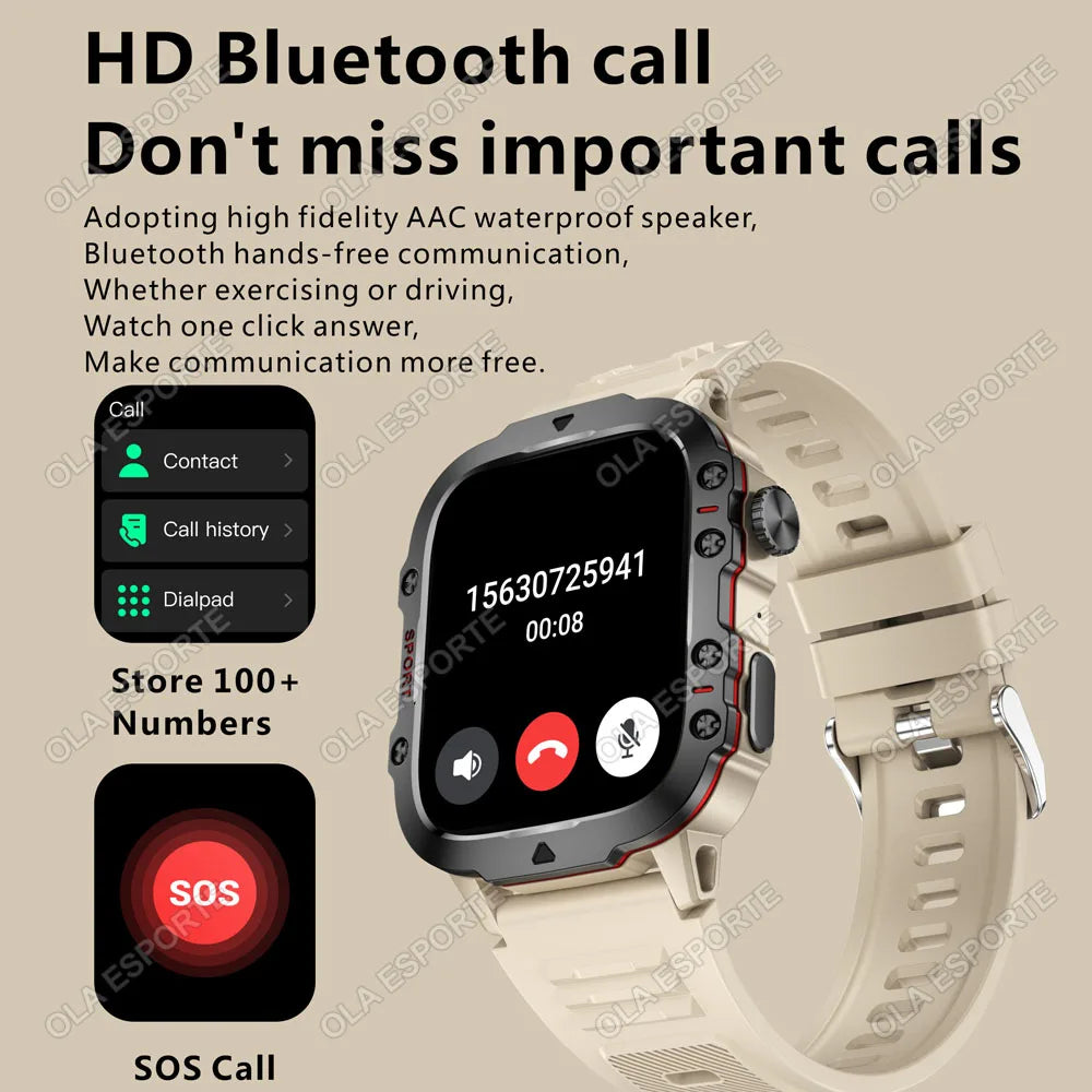 2025 For Huawei Xiaomi Military Men Smartwatch GPS Men Flashlight Waterproof Outdoor Sport Tracker HD Bluetooth Call Smart Watch New