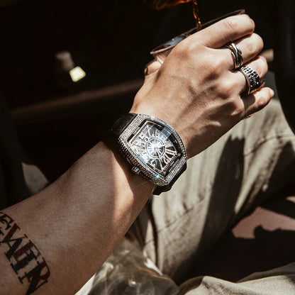 Fashion Mens Watches Men Wristwatches Automatic Quartz Man Clock Male Luxury Reloj Diamond Big Large Arabic Numeral Dial Watch