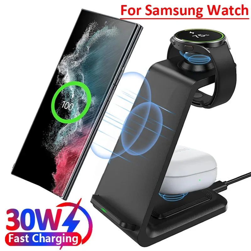 3 in 1 Travel Wireless Charger For Samsung Galaxy S23 S22 Watch 6 pro/5/4/3 Active 1 2 Buds 2 Pro Plus Fast Charging Station