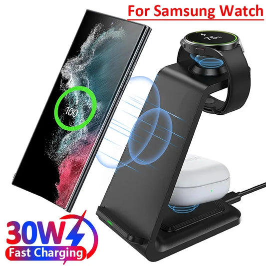3 in 1 Travel Wireless Charger For Samsung Galaxy S23 S22 Watch 6 pro/5/4/3 Active 1 2 Buds 2 Pro Plus Fast Charging Station