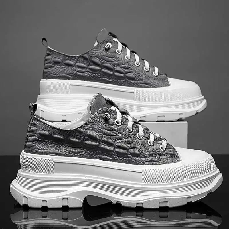 Men's Canvas High Top Sneakers Breathable Ice Silk Thick Bottom Casual Sports Shoes Easy Wear Heightening Summer Trend