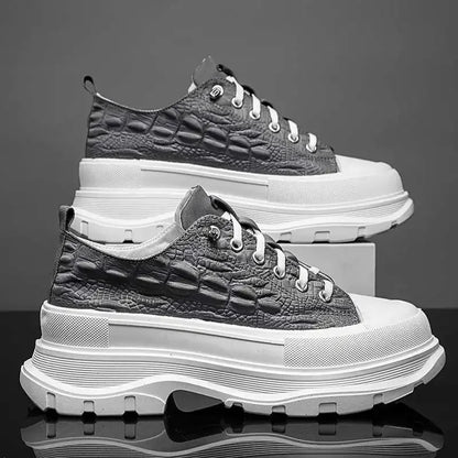 Men's Canvas High Top Sneakers Breathable Ice Silk Thick Bottom Casual Sports Shoes Easy Wear Heightening Summer Trend