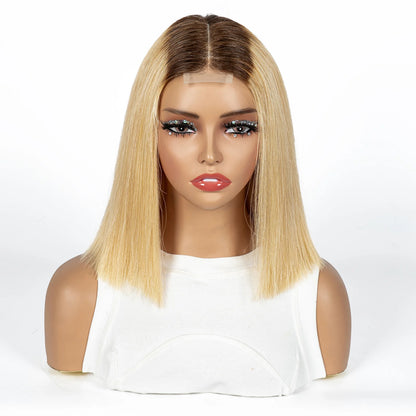 12A Double Drawn 2x6 Lace Closure Bone Straight Bob Human Hair Wigs 250% Density Brazilian Remy Human Hair Wig for Black Women