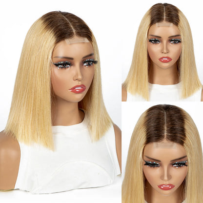 12A Double Drawn 2x6 Lace Closure Bone Straight Bob Human Hair Wigs 250% Density Brazilian Remy Human Hair Wig for Black Women