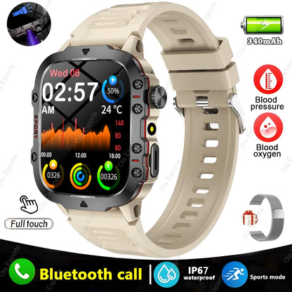 2025 For Huawei Xiaomi Military Men Smartwatch GPS Men Flashlight Waterproof Outdoor Sport Tracker HD Bluetooth Call Smart Watch New