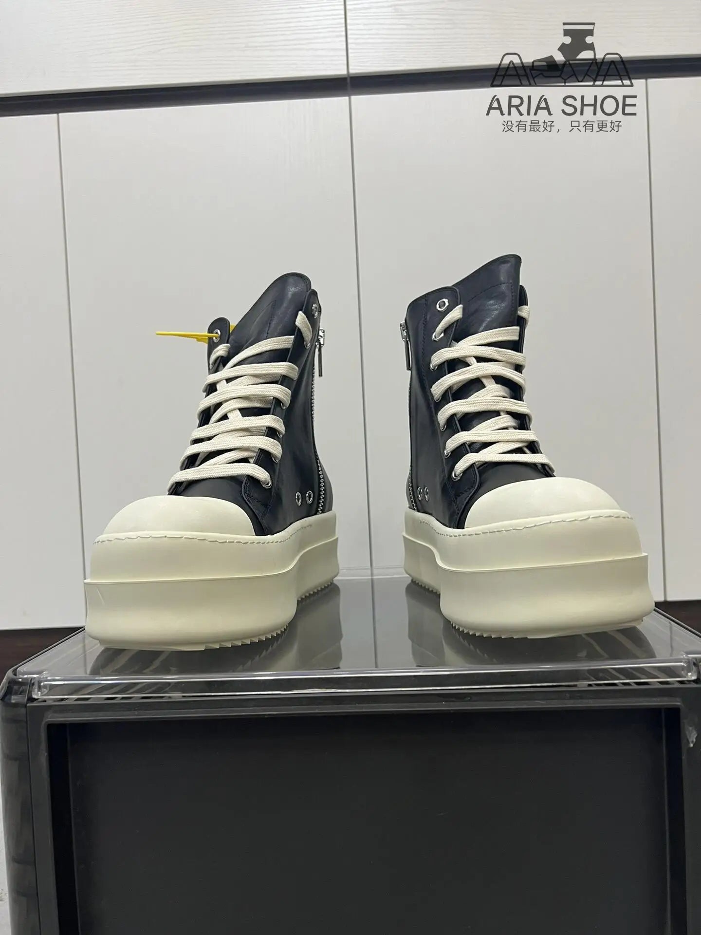 Brand Luxury Casual Platform Shoe Men O-Wen Casual Shoe Women Beige White Thick Soled 6 Cm Black Genuine Leather Ankle Boots