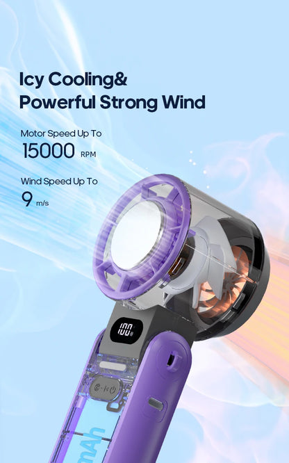 Hand Fan - Ultra Power Pocket Fan, Unique Sleek Design, Mini Handheld Fan with 5 Speeds, Lanyard, USB Rechargeable Portable Fan for Travel,Women,Men, Mini Fan Game Changer