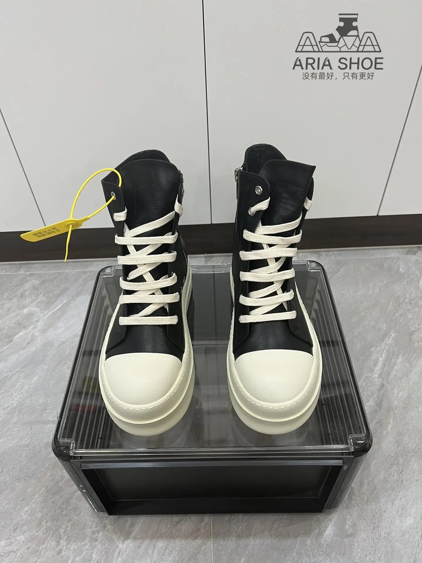 Brand Luxury Casual Platform Shoe Men O-Wen Casual Shoe Women Beige White Thick Soled 6 Cm Black Genuine Leather Ankle Boots