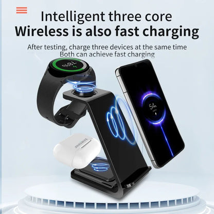 3 in 1 Travel Wireless Charger For Samsung Galaxy S23 S22 Watch 6 pro/5/4/3 Active 1 2 Buds 2 Pro Plus Fast Charging Station
