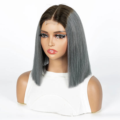 12A Double Drawn 2x6 Lace Closure Bone Straight Bob Human Hair Wigs 250% Density Brazilian Remy Human Hair Wig for Black Women
