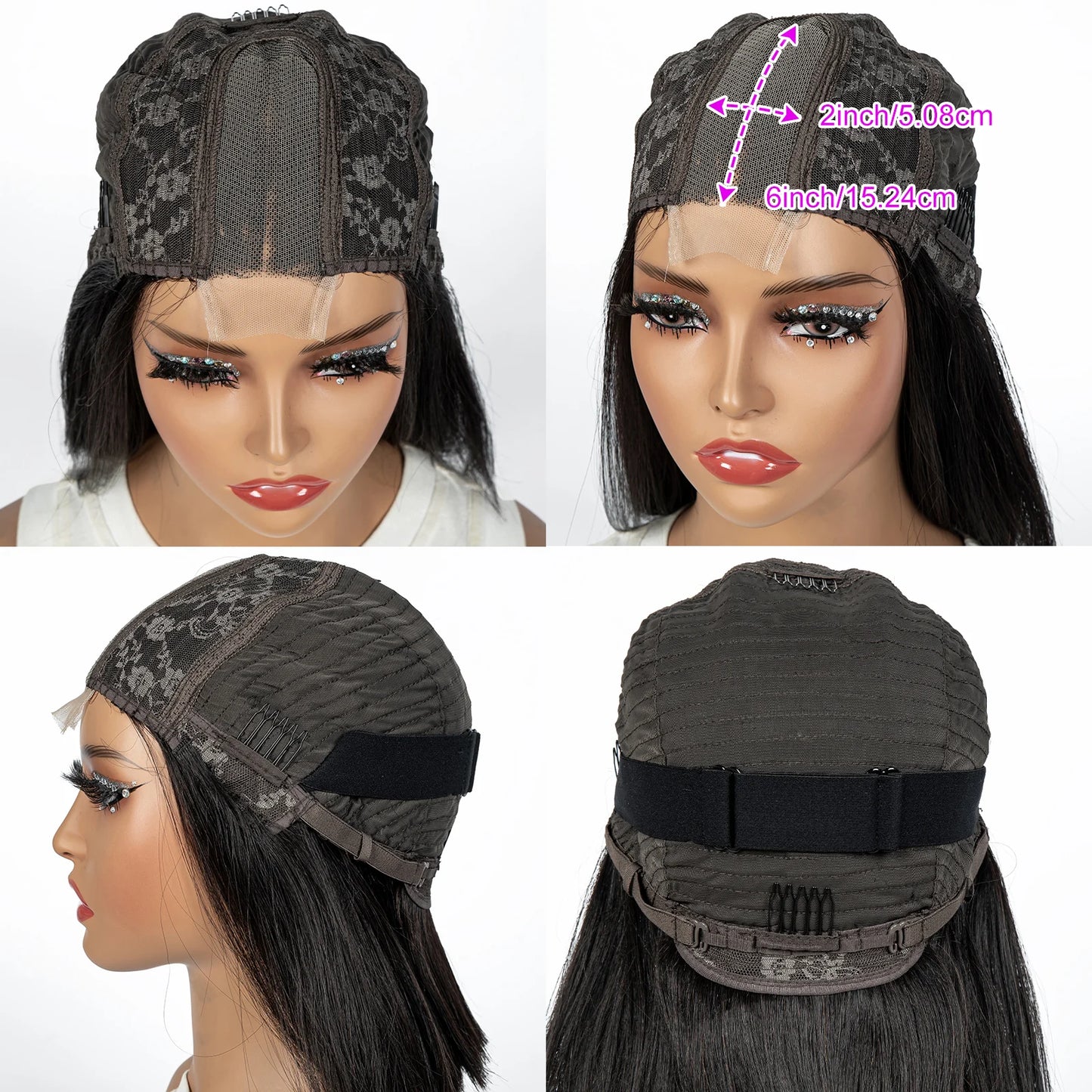 12A Double Drawn 2x6 Lace Closure Bone Straight Bob Human Hair Wigs 250% Density Brazilian Remy Human Hair Wig for Black Women