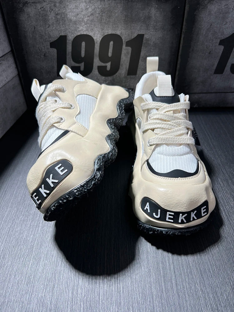 Spring 2025 Men's Faion Sports oes Thi Bot Heightening Dad Trendy round Toe Casual Sneakers Youth Rubber Outsole