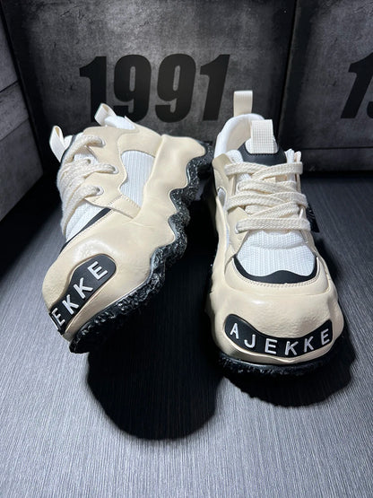 Spring 2025 Men's Faion Sports oes Thi Bot Heightening Dad Trendy round Toe Casual Sneakers Youth Rubber Outsole