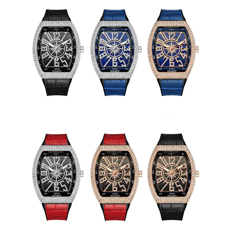 Fashion Mens Watches Men Wristwatches Automatic Quartz Man Clock Male Luxury Reloj Diamond Big Large Arabic Numeral Dial Watch