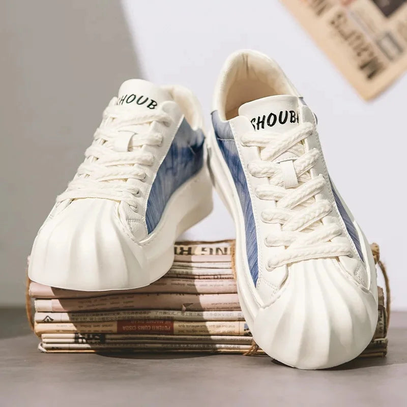 Casual Trendy Summer Shell Head Men's Shoes Breathable Niche Design Sensibility Sports White Trendy Shoes Rubber Outsole