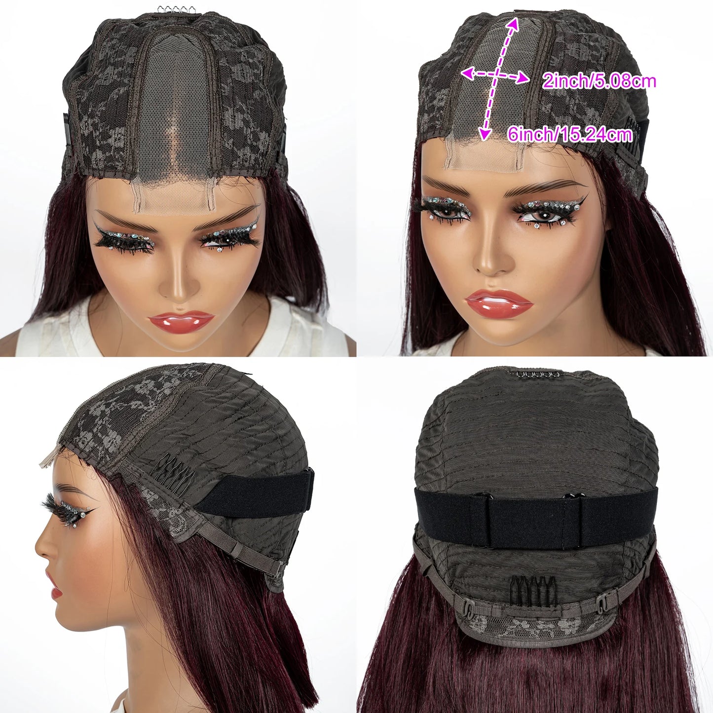 12A Double Drawn 2x6 Lace Closure Bone Straight Bob Human Hair Wigs 250% Density Brazilian Remy Human Hair Wig for Black Women