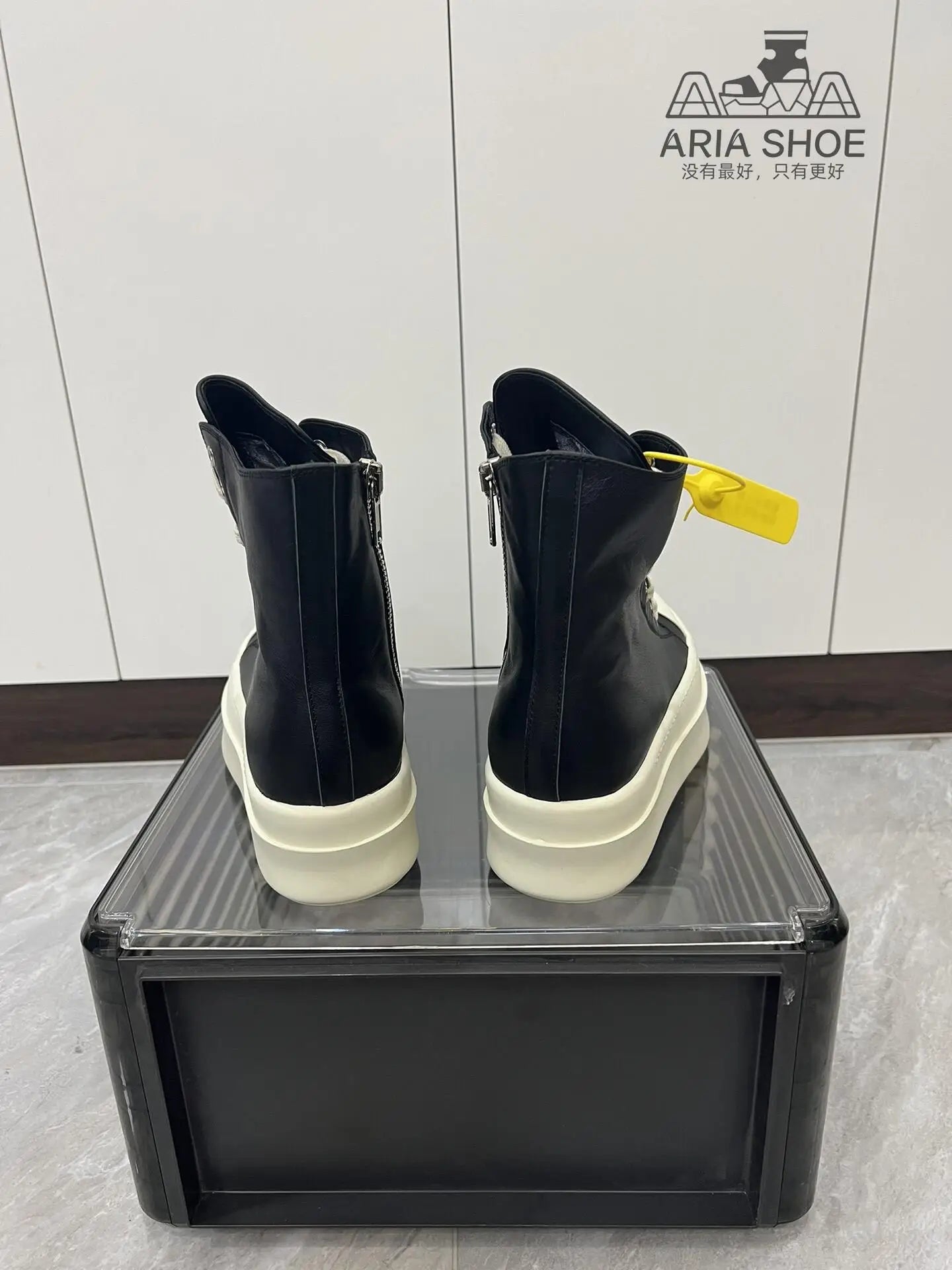 Brand Luxury Casual Platform Shoe Men O-Wen Casual Shoe Women Beige White Thick Soled 6 Cm Black Genuine Leather Ankle Boots