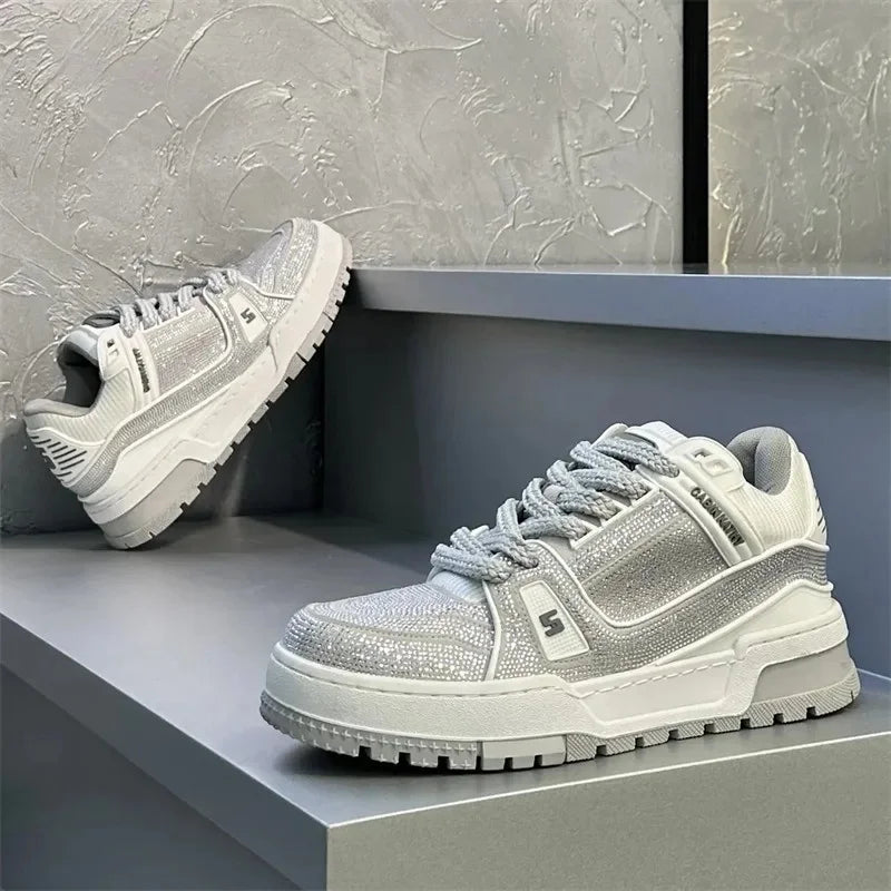 Fashionable Soft Bottom Men's Shoes Trendy Versatile Autumn Board Shoes Casual Embellished Net Red New Style Free Shipping