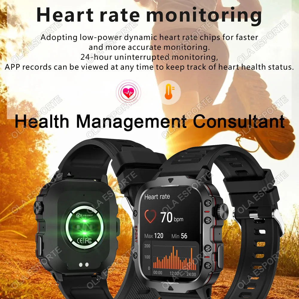 2025 For Huawei Xiaomi Military Men Smartwatch GPS Men Flashlight Waterproof Outdoor Sport Tracker HD Bluetooth Call Smart Watch New