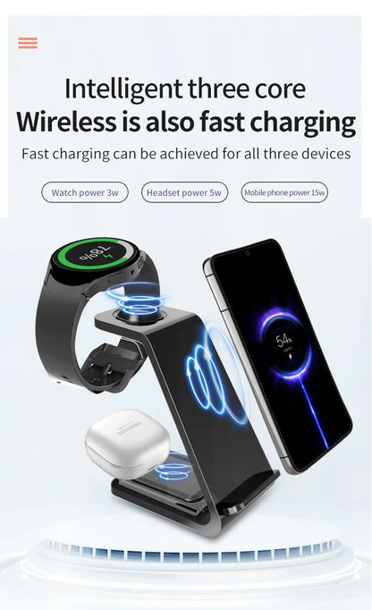 3 in 1 Travel Wireless Charger For Samsung Galaxy S23 S22 Watch 6 pro/5/4/3 Active 1 2 Buds 2 Pro Plus Fast Charging Station
