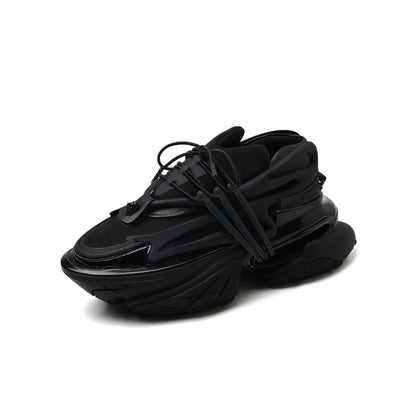 Flat Platform Daddy Shoes Women Patchwork Air Cushion Elastic Shoes Thick Sole Shock-Absorbing Spaceship Sneakers Unisex