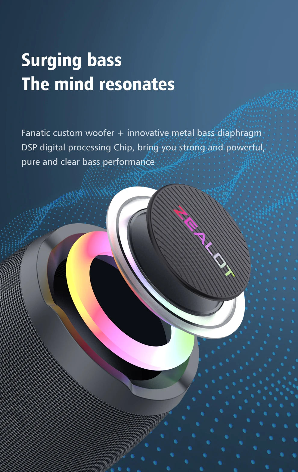Portable bluetooth speaker Stereo Sound IPX7 waterproof wireless bluetooth 5.2 Excellent Bass Performace