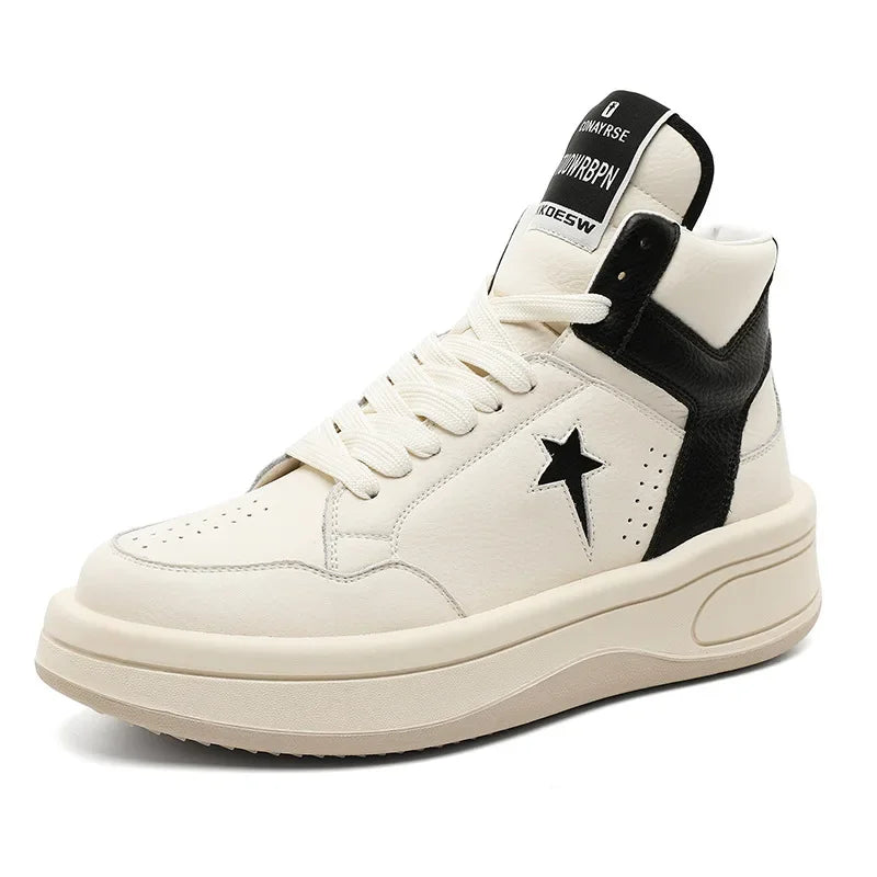 Top Men's Casual Shoes Thick Bottom Fashionable Mass Appeal Design Ankle Covering Rubber Soled Leisure Sports Footwea