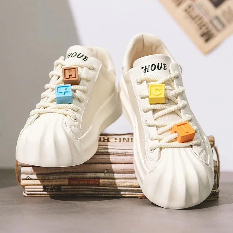 Casual Trendy Summer Shell Head Men's Shoes Breathable Niche Design Sensibility Sports White Trendy Shoes Rubber Outsole