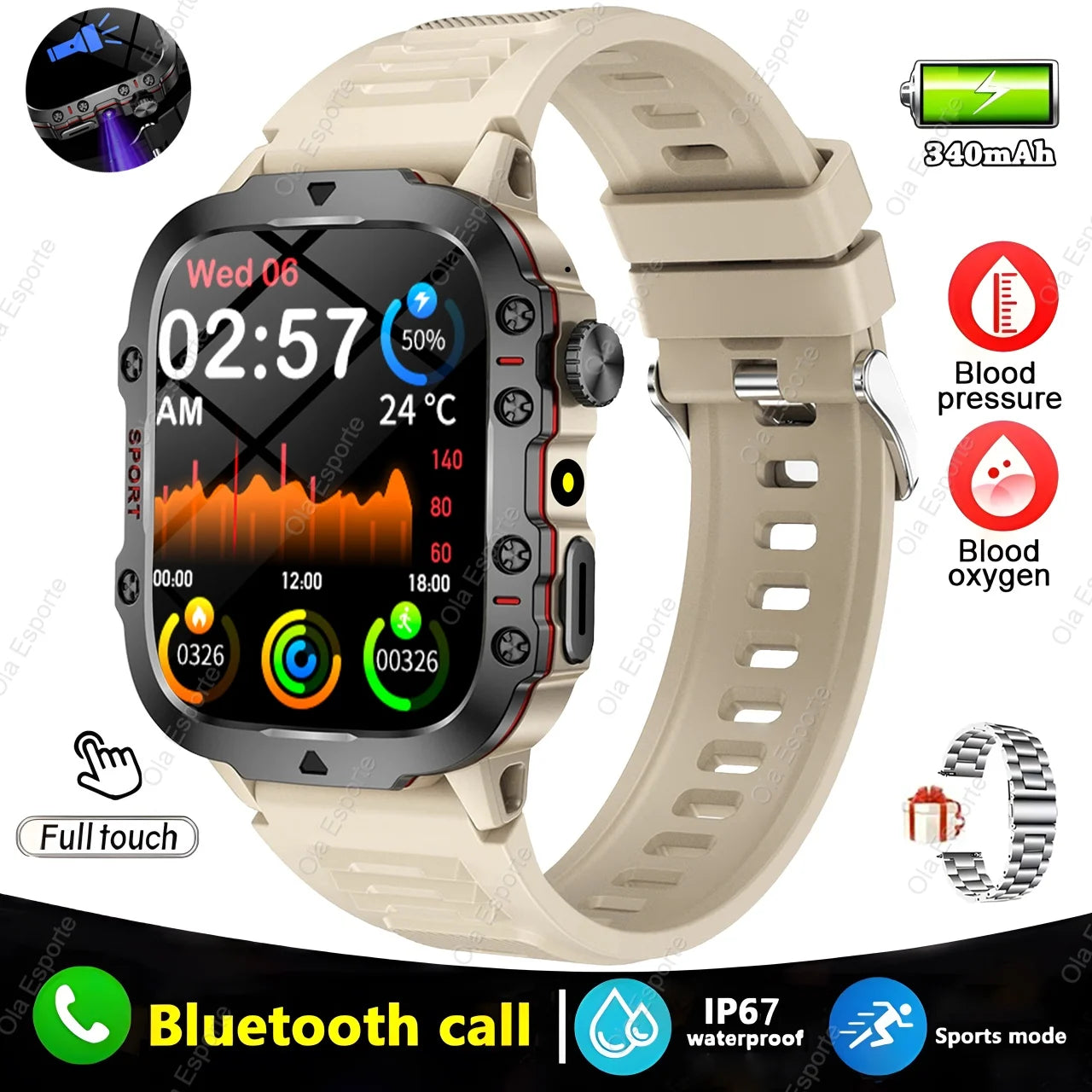 2025 For Huawei Xiaomi Military Men Smartwatch GPS Men Flashlight Waterproof Outdoor Sport Tracker HD Bluetooth Call Smart Watch New