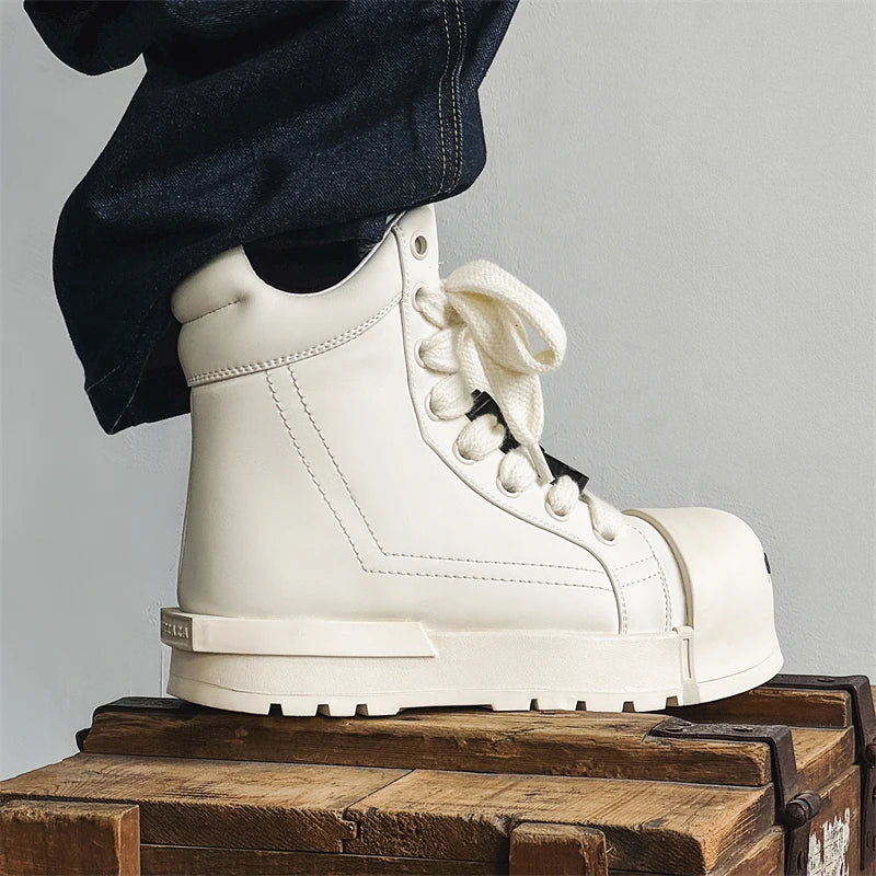 Black and white couple high top shoes Trendy quality design style Leisure Outdoor Fashion Party Daily thick soled youth shoes