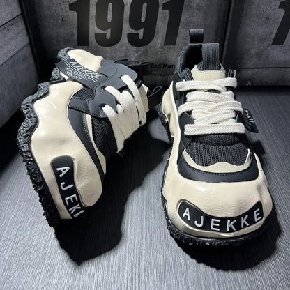 Spring 2025 Men's Faion Sports oes Thi Bot Heightening Dad Trendy round Toe Casual Sneakers Youth Rubber Outsole