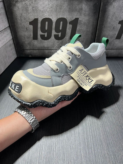 Spring 2025 Men's Faion Sports oes Thi Bot Heightening Dad Trendy round Toe Casual Sneakers Youth Rubber Outsole