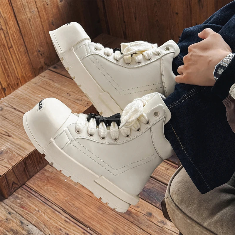 Black and white couple high top shoes Trendy quality design style Leisure Outdoor Fashion Party Daily thick soled youth shoes