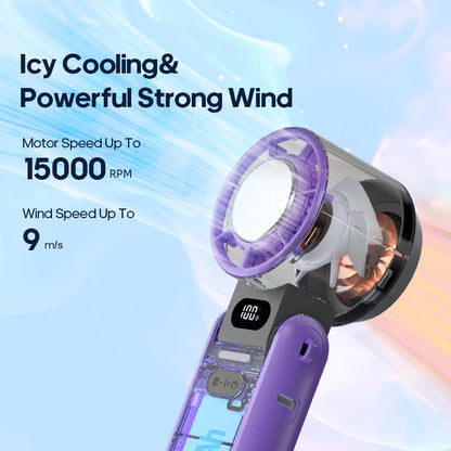 Hand Fan - Ultra Power Pocket Fan, Unique Sleek Design, Mini Handheld Fan with 5 Speeds, Lanyard, USB Rechargeable Portable Fan for Travel,Women,Men, Mini Fan Game Changer