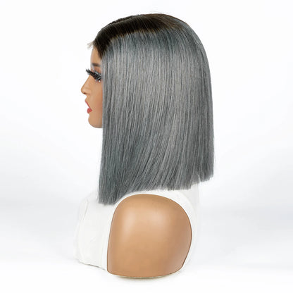 12A Double Drawn 2x6 Lace Closure Bone Straight Bob Human Hair Wigs 250% Density Brazilian Remy Human Hair Wig for Black Women