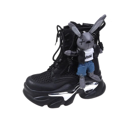 Women's Shoes Women's Mesh Face Casual Shoes Hollowed Out Side Zipper Platform Boots Women