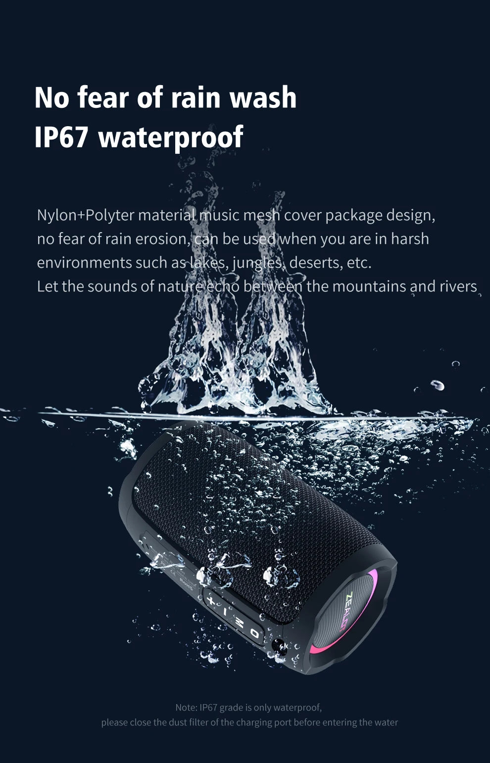 Portable bluetooth speaker Stereo Sound IPX7 waterproof wireless bluetooth 5.2 Excellent Bass Performace