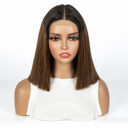 12A Double Drawn 2x6 Lace Closure Bone Straight Bob Human Hair Wigs 250% Density Brazilian Remy Human Hair Wig for Black Women