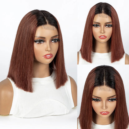12A Double Drawn 2x6 Lace Closure Bone Straight Bob Human Hair Wigs 250% Density Brazilian Remy Human Hair Wig for Black Women