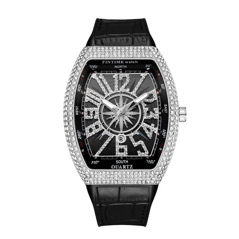 Fashion Mens Watches Men Wristwatches Automatic Quartz Man Clock Male Luxury Reloj Diamond Big Large Arabic Numeral Dial Watch