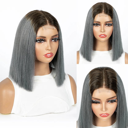 12A Double Drawn 2x6 Lace Closure Bone Straight Bob Human Hair Wigs 250% Density Brazilian Remy Human Hair Wig for Black Women