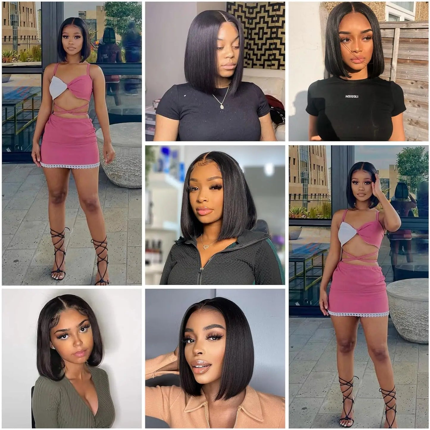 Human Hair Bob Straight Pre Cut Lace Front Wigs Human Hair Upgraded No Glue Lace Front Wigs For Women