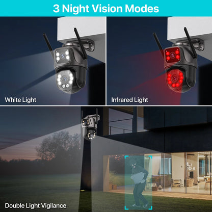 Wifi PTZ HD Camera Outdoor 4K 8MP 4MP Dual Lens Dual Screen AI Auto Tracking IP Camera CCTV Audio Video Surveillance P2P iCSee